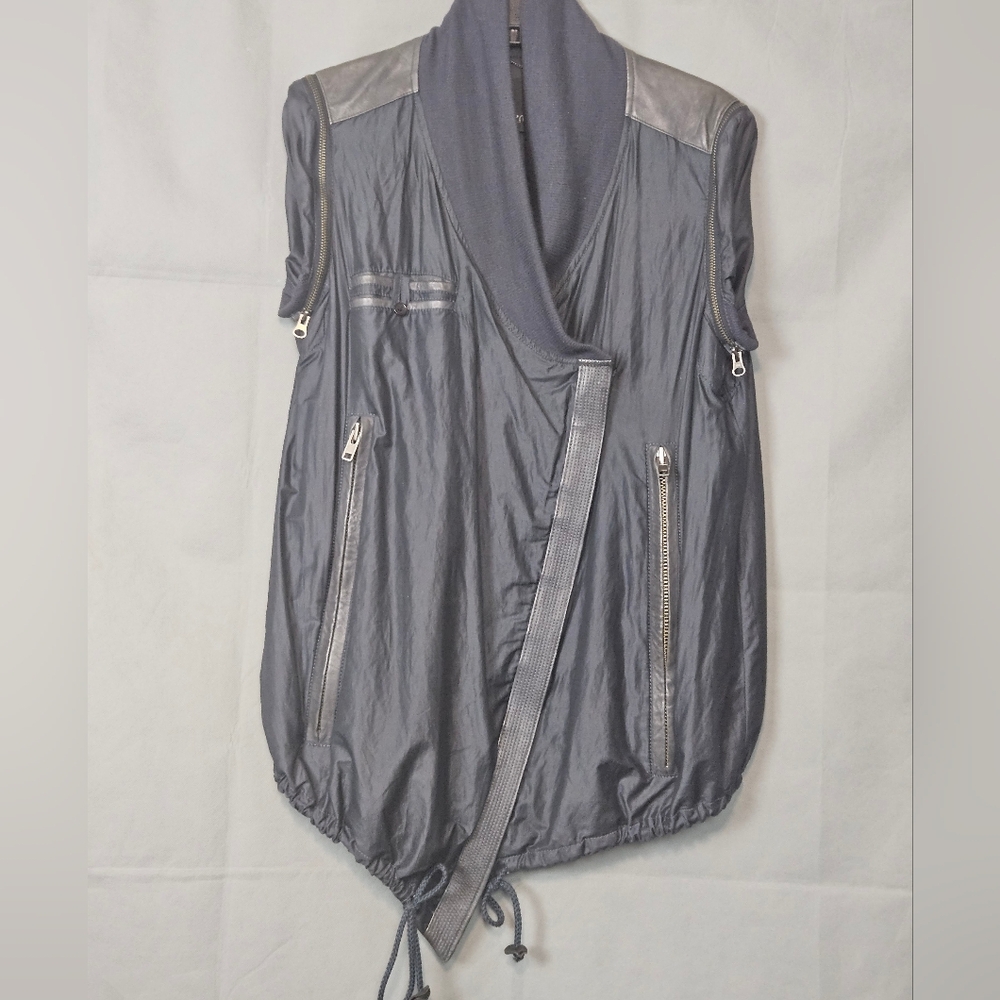 upcycled vintage asymmetrical windbreaker vest